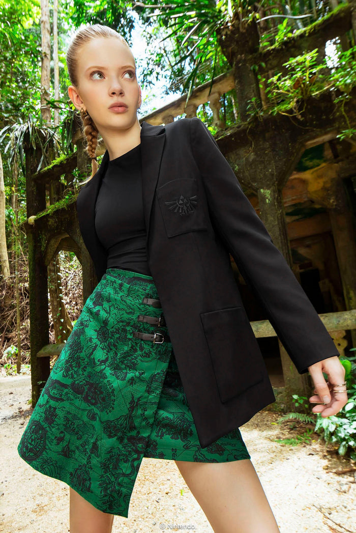 BlackMilk Clothing x Nintendo The Legend Of Zelda - The Legend Of Zelda Green Hyrule Map Blazer - The Legend of Zelda Merchandise - Collaboration apparel - Licenced.