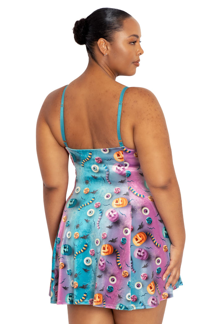 BlackMilk Clothing - I Want Candy Velvet Mini Strappy Dress