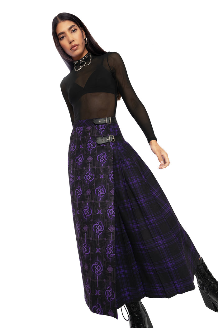 BlackMilk Clothing - Infinity Snake Midaxi Kilt Skirt