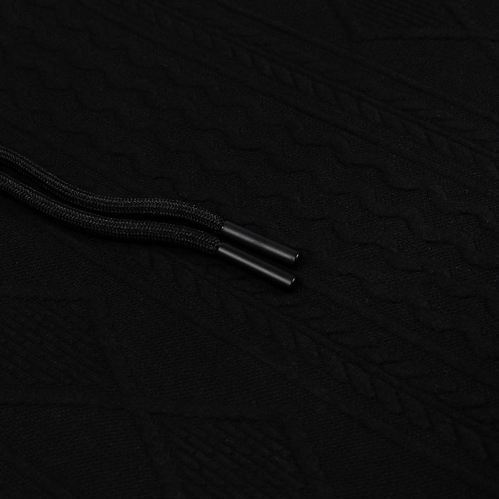 Jacquard Knit Pullover Mens Hoodie (Black)