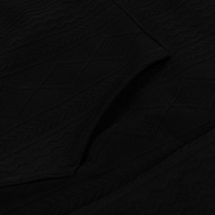 Jacquard Knit Pullover Mens Hoodie (Black)