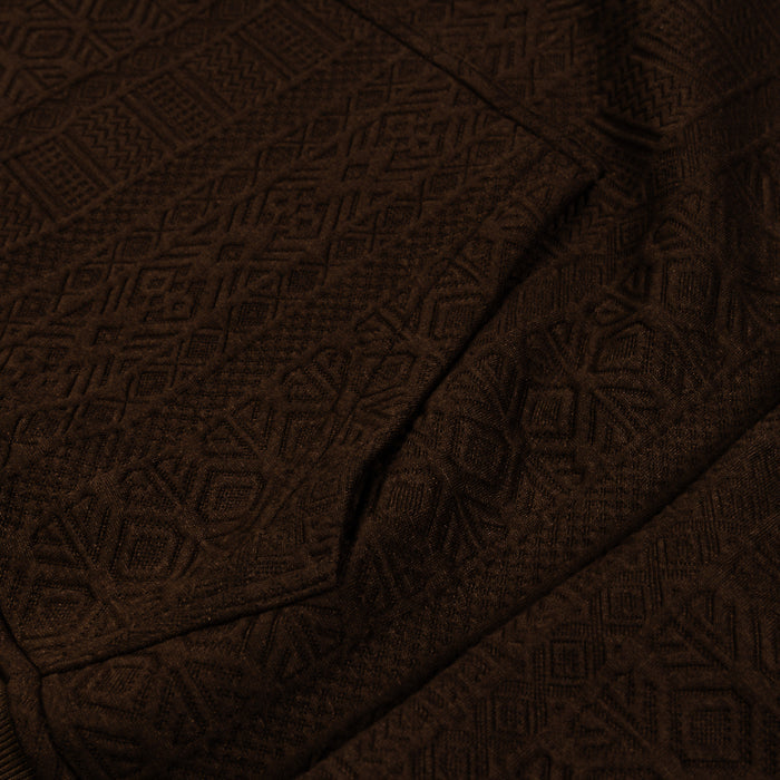 Jacquard Knit Pullover Mens Hoodie (Brown)