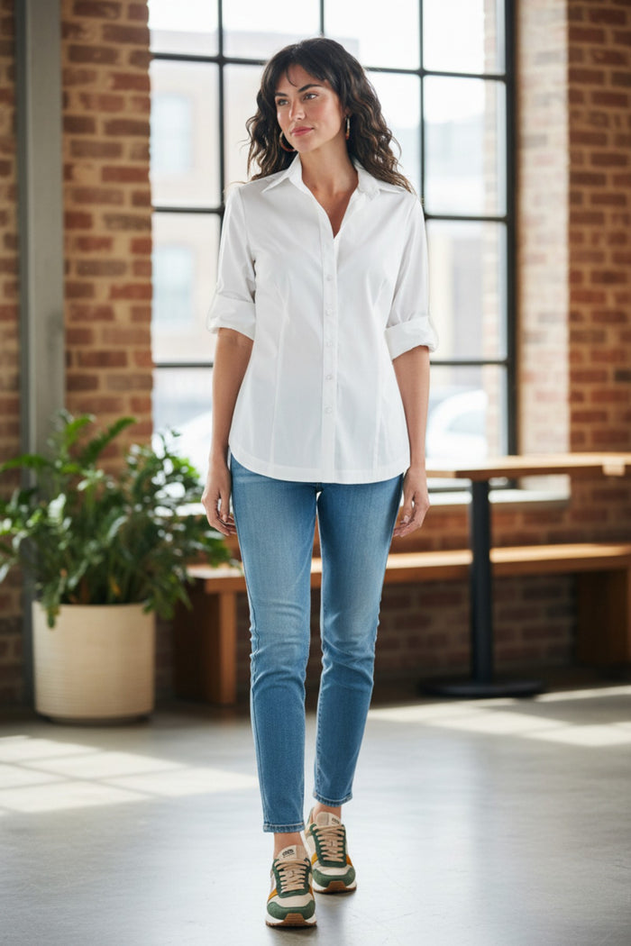 Joey Tailored Shirt White Silky Poplin Shirt
