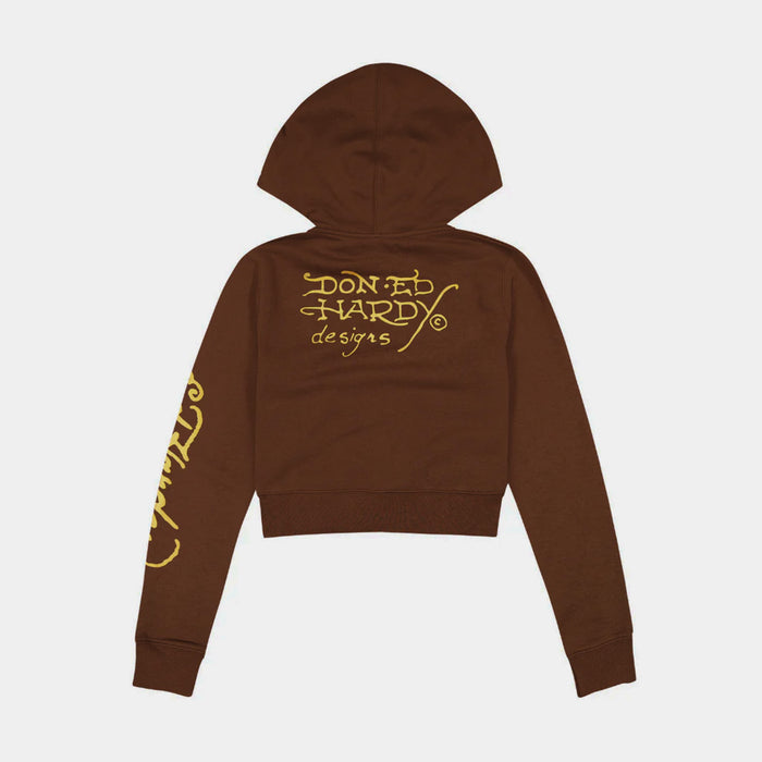 Koi Fish Full Zip Womens Hoodie (Brown/Yellow)