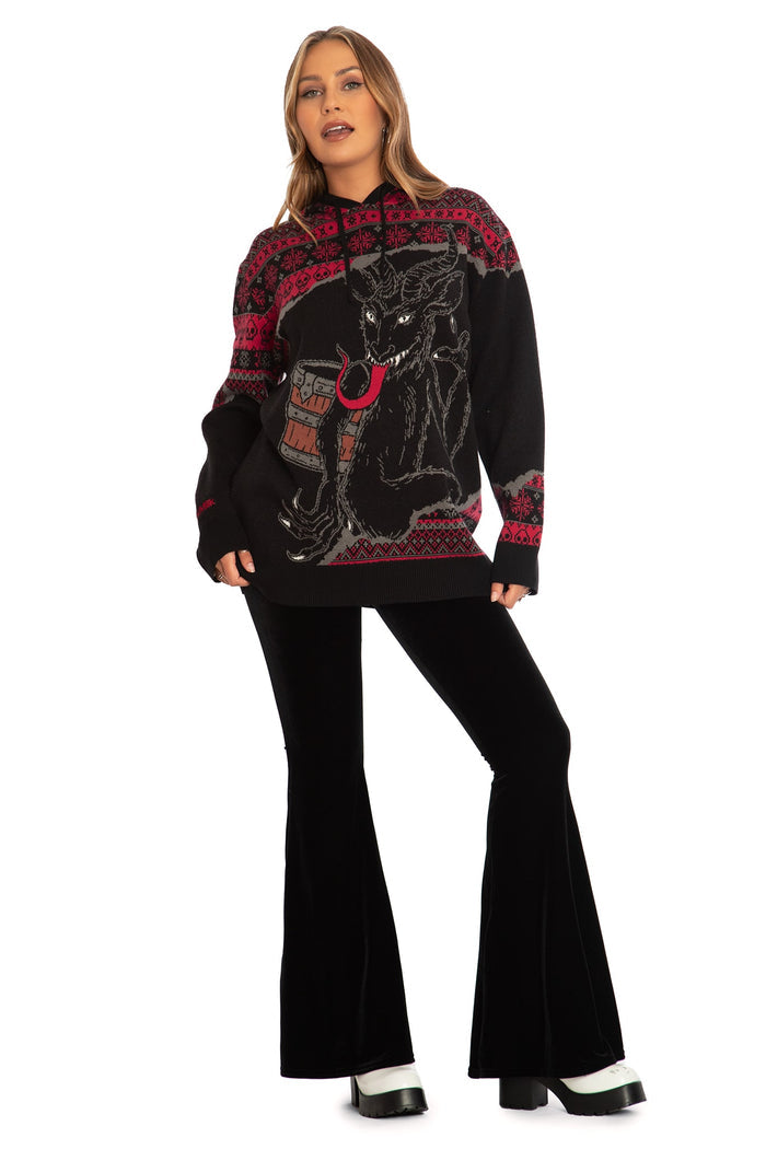 BlackMilk Clothing - Christmas Collection - Wreck The Halls - Krampus Knit Oversized Hoodie