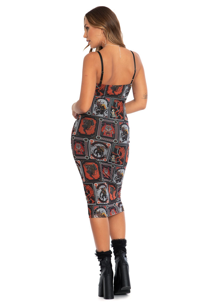 BlackMilk Clothing - Christmas Collection - Wreck The Halls - Krampus Posters Sheer Bodycon Slip Dress