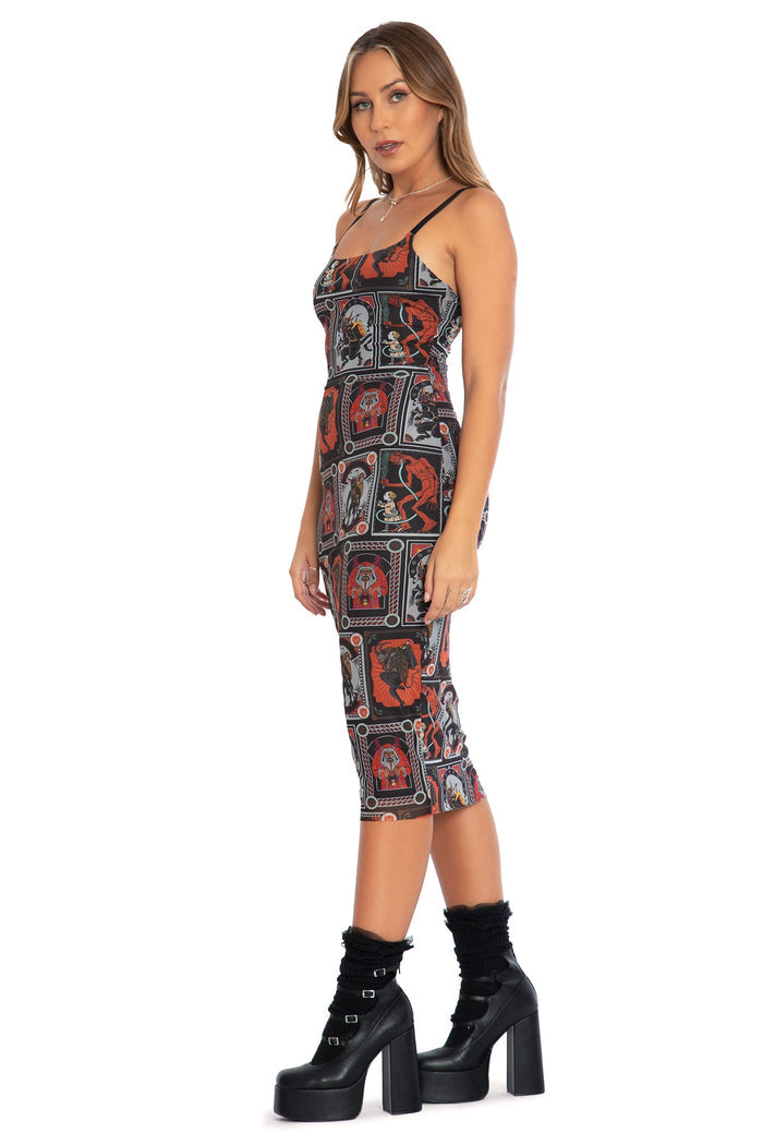 BlackMilk Clothing - Christmas Collection - Wreck The Halls - Krampus Posters Sheer Bodycon Slip Dress