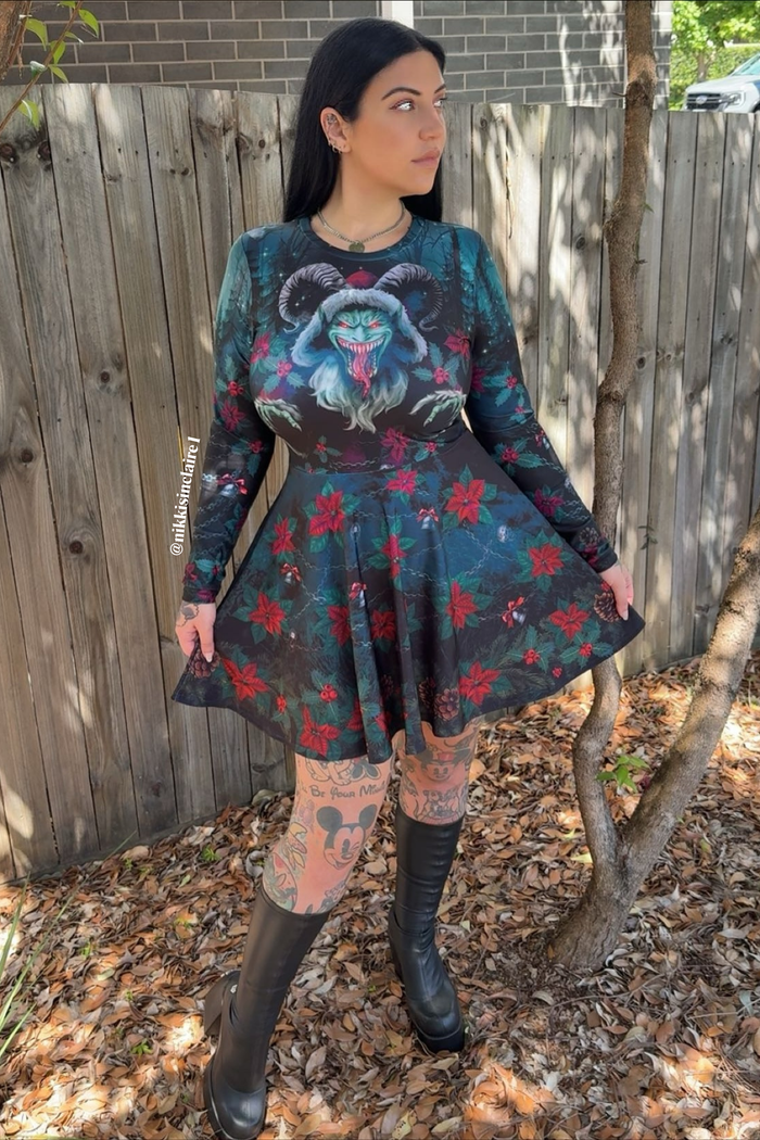 Krampus Toastie Long Sleeve Skater Dress
