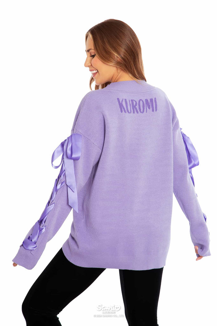 Kuromi Merchandise - Official Sanrio Products - Licensed Apparel - Kawaii Fashion - Women's Pastel Purple Long Sleeve Knit