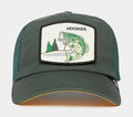 Large Mouth Suede Trucker Mens Hat (Green/White)
