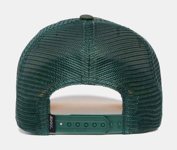 Large Mouth Suede Trucker Mens Hat (Green/White)