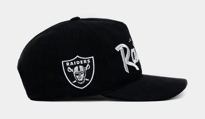 Las Vegas Raiders Corduroy Snapback Mens Hat (Black/Grey)