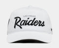 Las Vegas Raiders Patch Corduroy Snapback Mens Hat (White/Black)