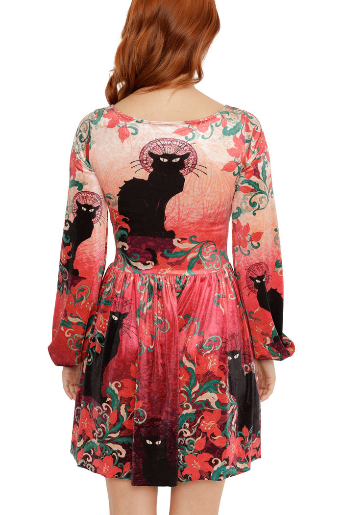 Le Chat Noir Velvet Squared Up Bishop Skater Dress