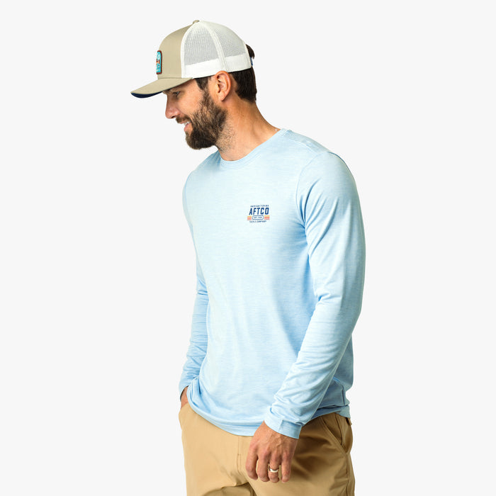 Airy Blue Heather $Model is 6'0" 182lbs Size M$