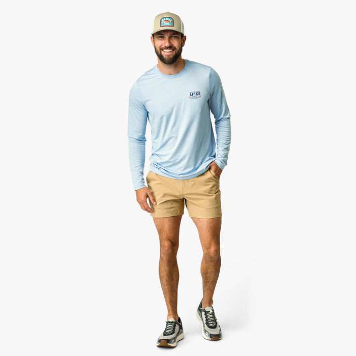 Airy Blue Heather $Model is 6'0" 182lbs Size M$