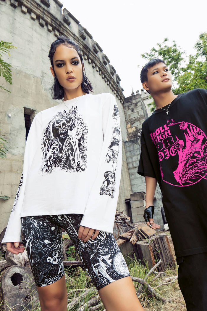 BlackMilk Clothing x Dungeons & Dragons - Dungeons And Dragons Lich Long Sleeve Oversized Tee - Dungeons & Dragons Merchandise - Collaboration apparel - Licenced.