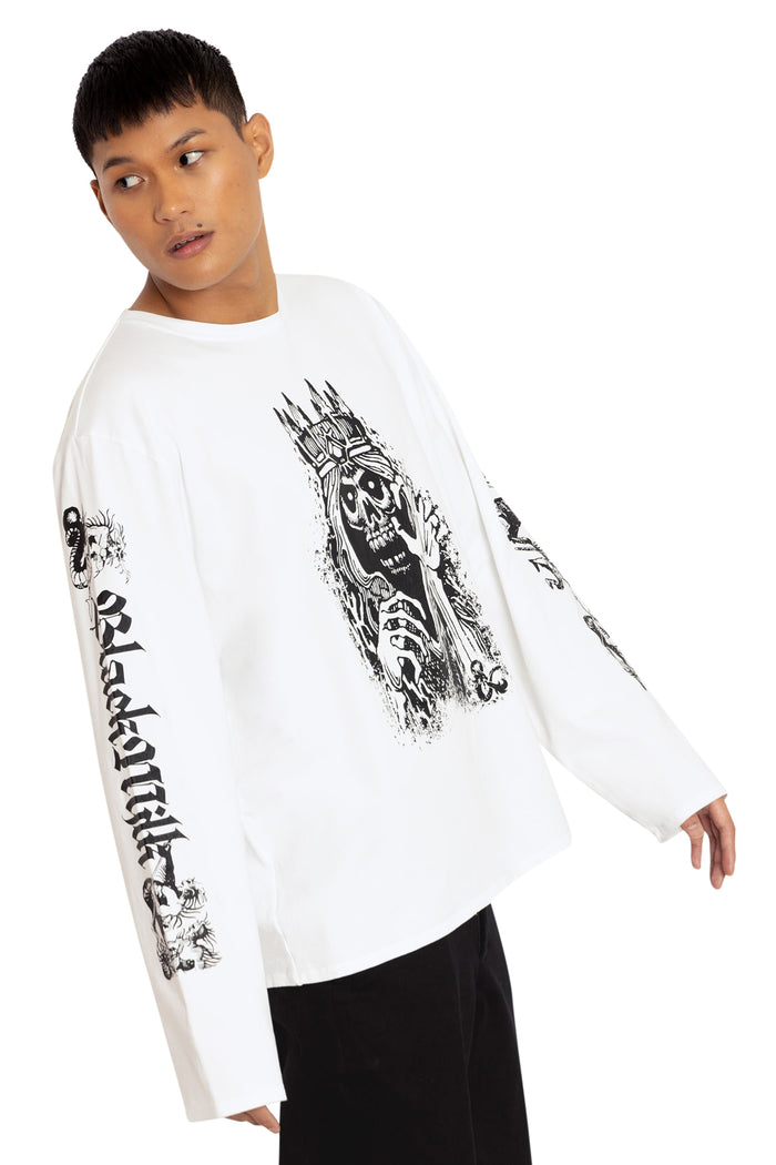 BlackMilk Clothing x Dungeons & Dragons - Dungeons And Dragons Lich Long Sleeve Oversized Tee - Dungeons & Dragons Merchandise - Collaboration apparel - Licenced.
