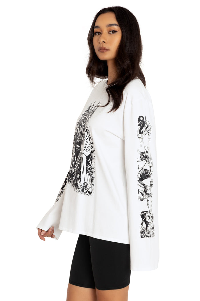 BlackMilk Clothing x Dungeons & Dragons - Dungeons And Dragons Lich Long Sleeve Oversized Tee - Dungeons & Dragons Merchandise - Collaboration apparel - Licenced.