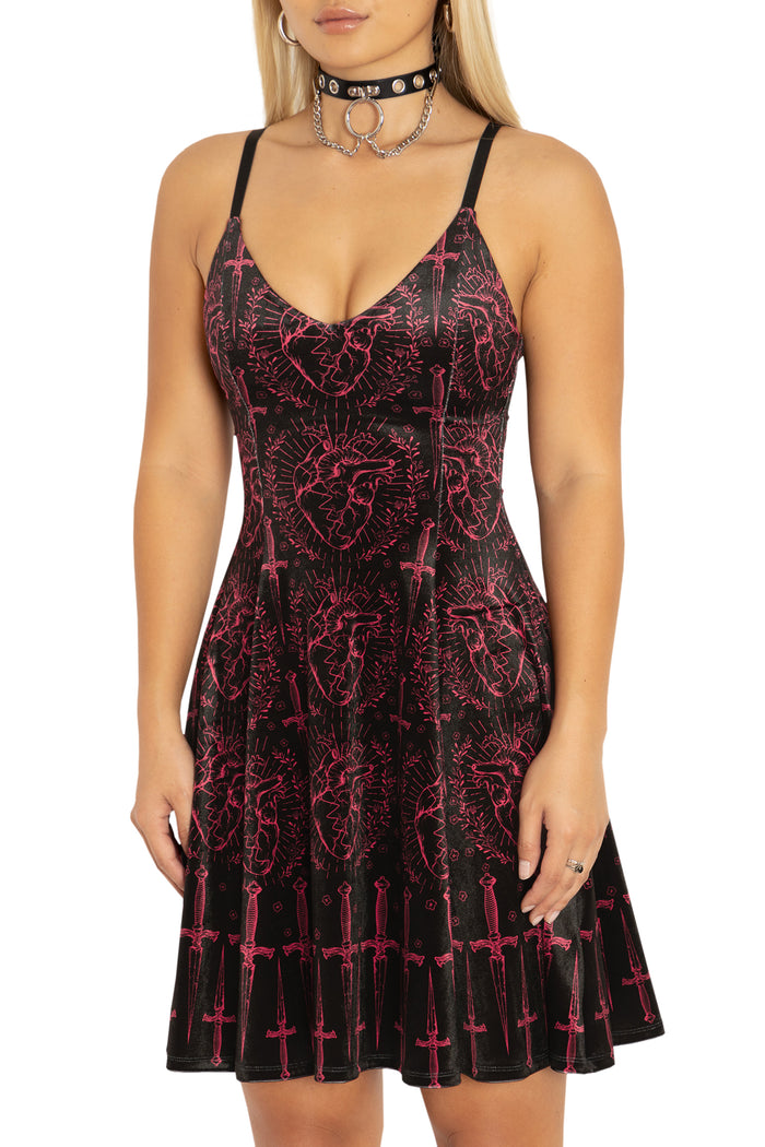 BlackMilk Clothing - Like A Dagger To My Heart Velvet Longline Strappy Dress