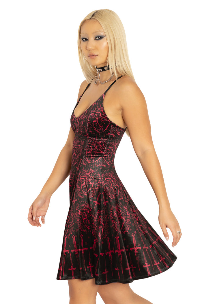 BlackMilk Clothing - Like A Dagger To My Heart Velvet Longline Strappy Dress