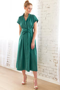 Long Rocky Shirt Dress Emerald Micro Satin
