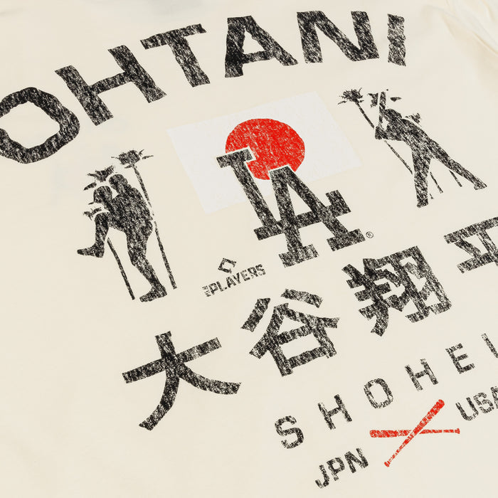 Los Angeles Dodgers Oversized Ohtani Mens Short Sleeve Shirt (Beige/Black/Grey)