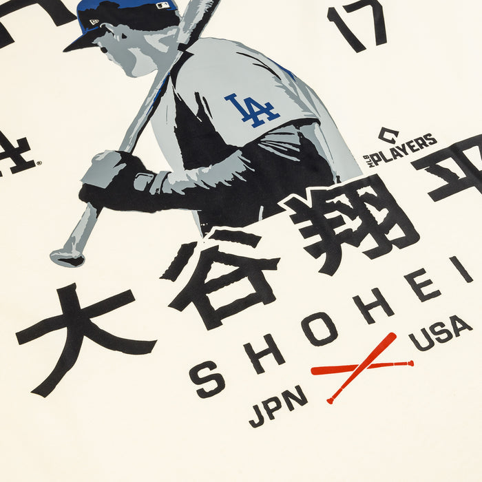 Los Angeles Dodgers Oversized Ohtani Mens Short Sleeve Shirt (Cream/Blue/Black)