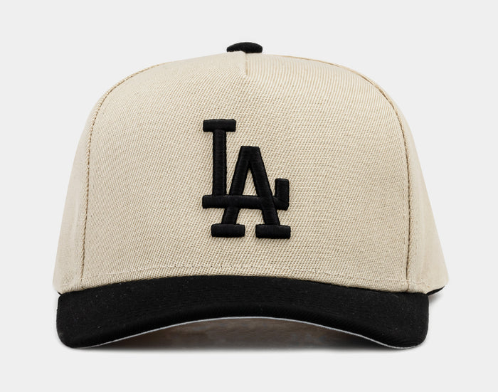 Los Angeles Dodgers Pro Pinch Snapback Mens Hat (Beige/Black)