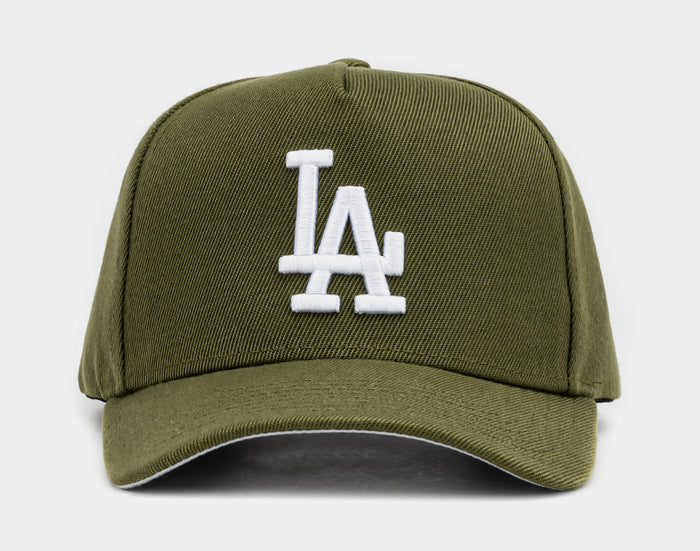 Los Angeles Dodgers Pro Pinch Snapback Mens Hat (Olive/White)