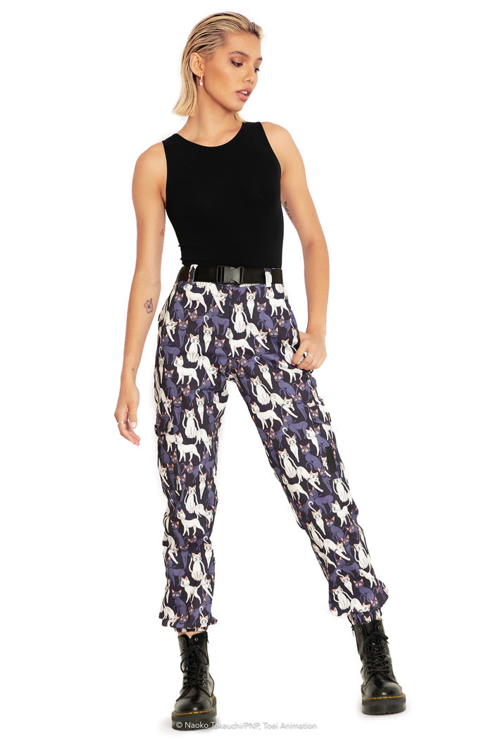 BlackMilk Clothing x Pretty Guardian Sailor Moon - Pretty Guardian Sailor Moon Luna And Artemis Collage Cargo Pants  - Sailor Moon Merchandise - Collaboration apparel - Licenced.