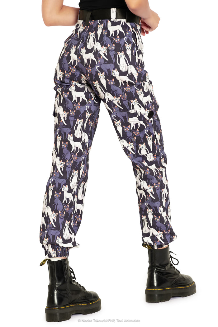 BlackMilk Clothing x Pretty Guardian Sailor Moon - Pretty Guardian Sailor Moon Luna And Artemis Collage Cargo Pants - Sailor Moon Merchandise - Collaboration apparel - Licenced.