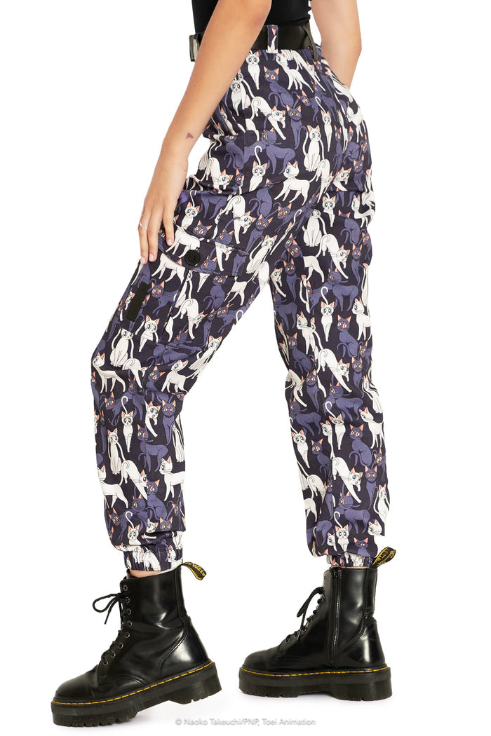 BlackMilk Clothing x Pretty Guardian Sailor Moon - Pretty Guardian Sailor Moon Luna And Artemis Collage Cargo Pants  - Sailor Moon Merchandise - Collaboration apparel - Licenced.