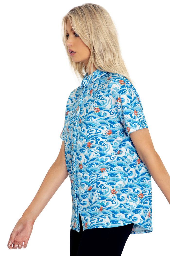 BlackMilk Clothing x Pokemon - Pokemon Magikarp Button Up Shirt - Pokémon Merchandise - Collaboration apparel - Licenced.