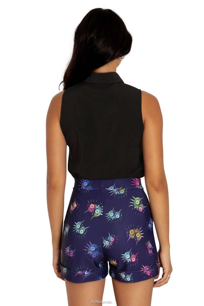 BlackMilk Clothing x Nintendo The Legend Of Zelda - The Legend of Zelda Majora s Mask™ Cuffed Shorts - The Legend of Zelda Merchandise - Collaboration apparel - Licenced.