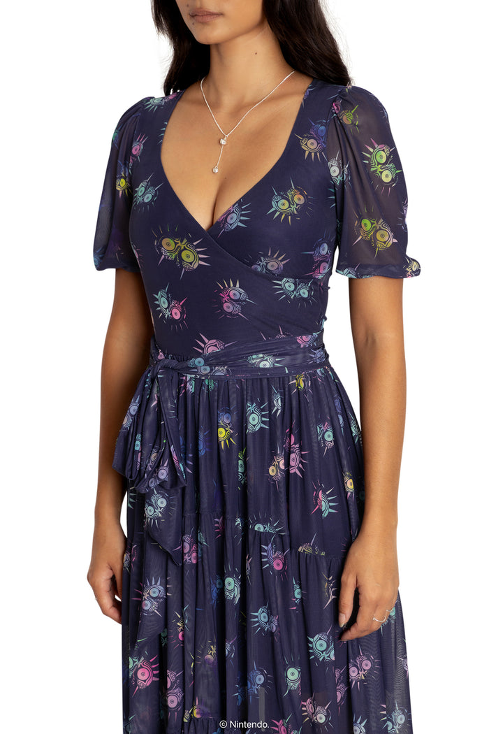 BlackMilk Clothing x Nintendo The Legend Of Zelda - The Legend of Zelda Majora s Mask™ Wrap Midaxi Dress - The Legend of Zelda Merchandise - Collaboration apparel - Licenced.