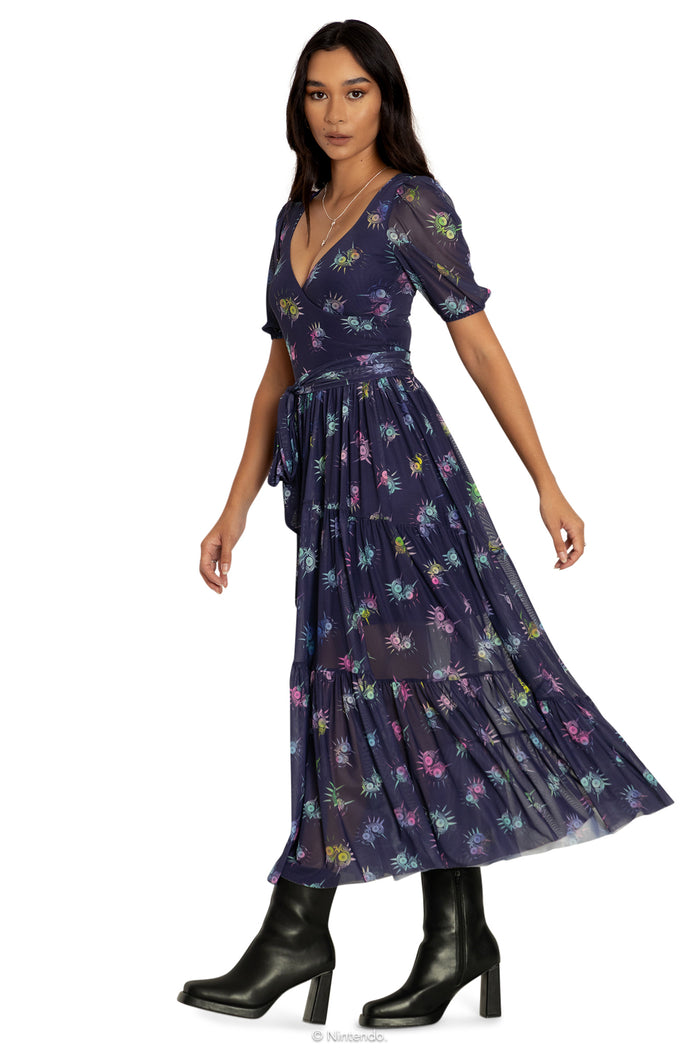 BlackMilk Clothing x Nintendo The Legend Of Zelda - The Legend of Zelda Majora s Mask™ Wrap Midaxi Dress - The Legend of Zelda Merchandise - Collaboration apparel - Licenced.