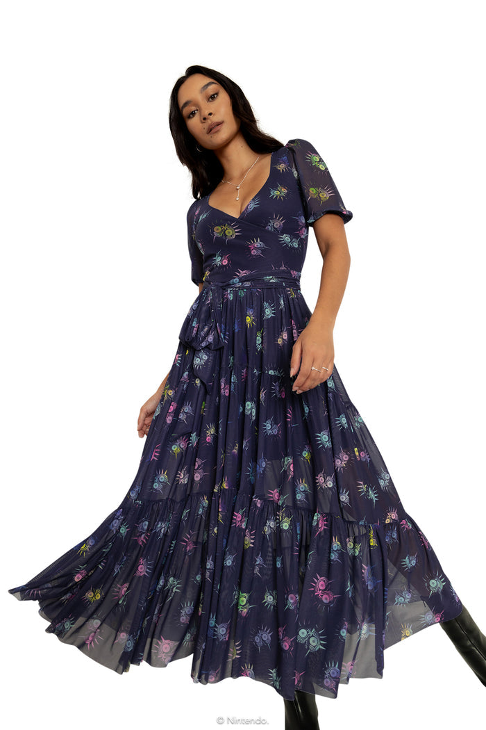 BlackMilk Clothing x Nintendo The Legend Of Zelda - The Legend of Zelda Majora s Mask™ Wrap Midaxi Dress - The Legend of Zelda Merchandise - Collaboration apparel - Licenced.
