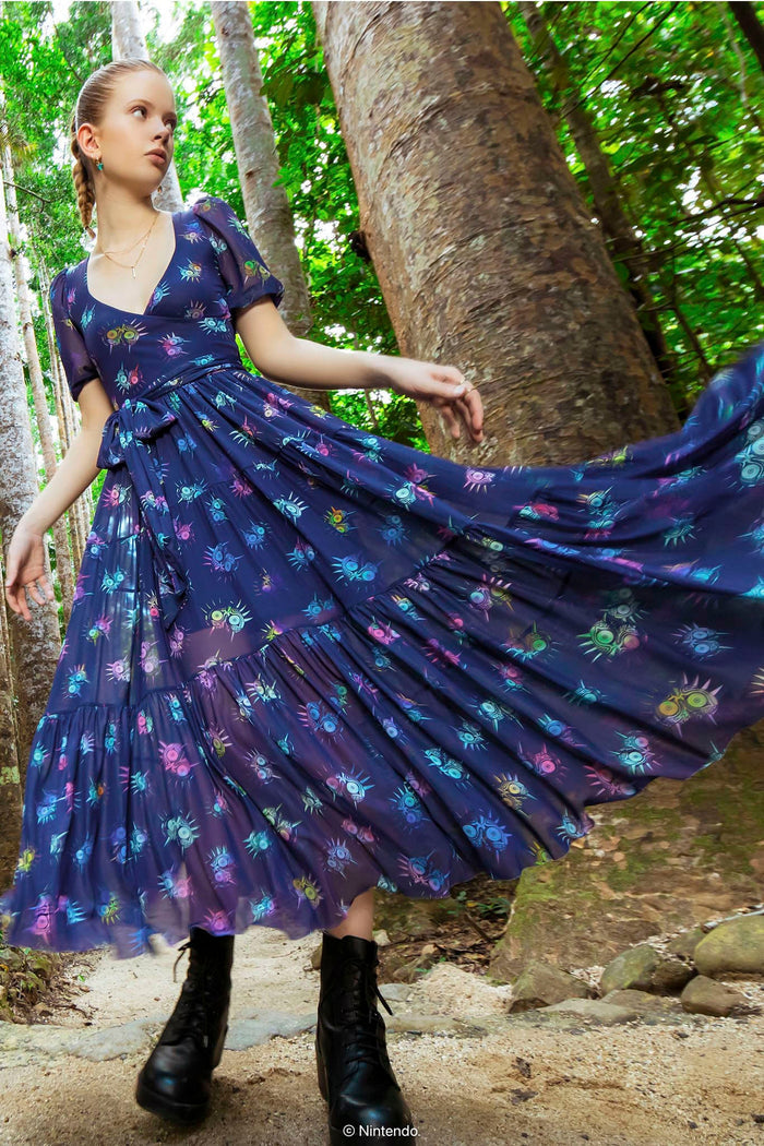 BlackMilk Clothing x Nintendo The Legend Of Zelda - The Legend of Zelda: Majora's Mask™ Wrap Midaxi Dress - The Legend of Zelda Merchandise - Collaboration apparel - Licenced.