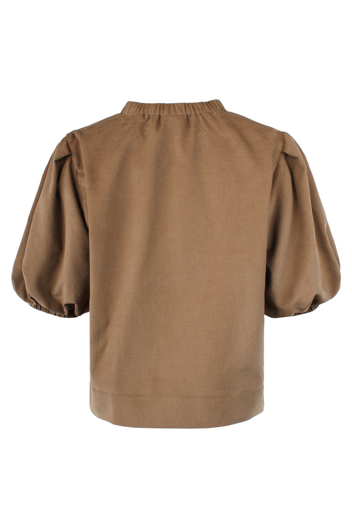 Brown blouse with puffed sleeves on a white background