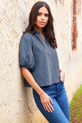 Marcie Popover Teal Pinwale Corduroy