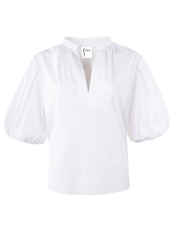 White blouse with short sleeves on a white background