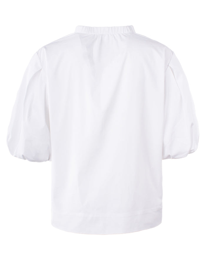 White blouse with short sleeves on a white background