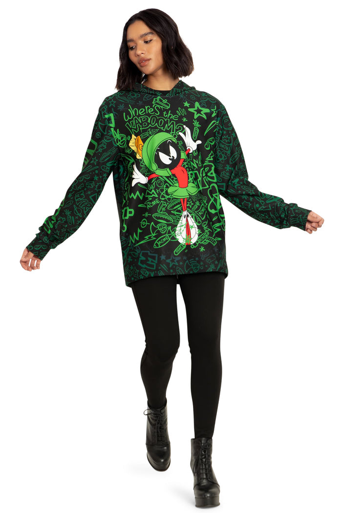 BlackMilk Clothing x Warner Brothers Looney Tunes - Marvin The Martian Hoodie Sweater - Warner Bros. Merchandise - Collaboration apparel - Licenced.
