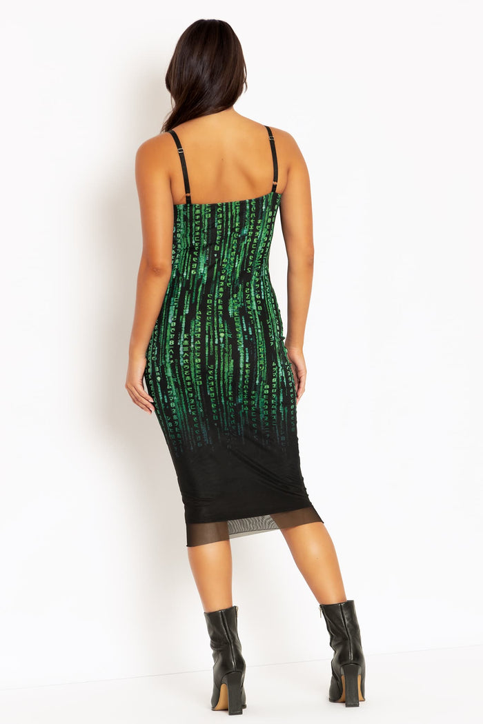 Matrix Code Sheer Bodycon Slip Dress