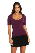 BlackMilk Clothing - Matte Mulberry Heart Short Sleeve Top