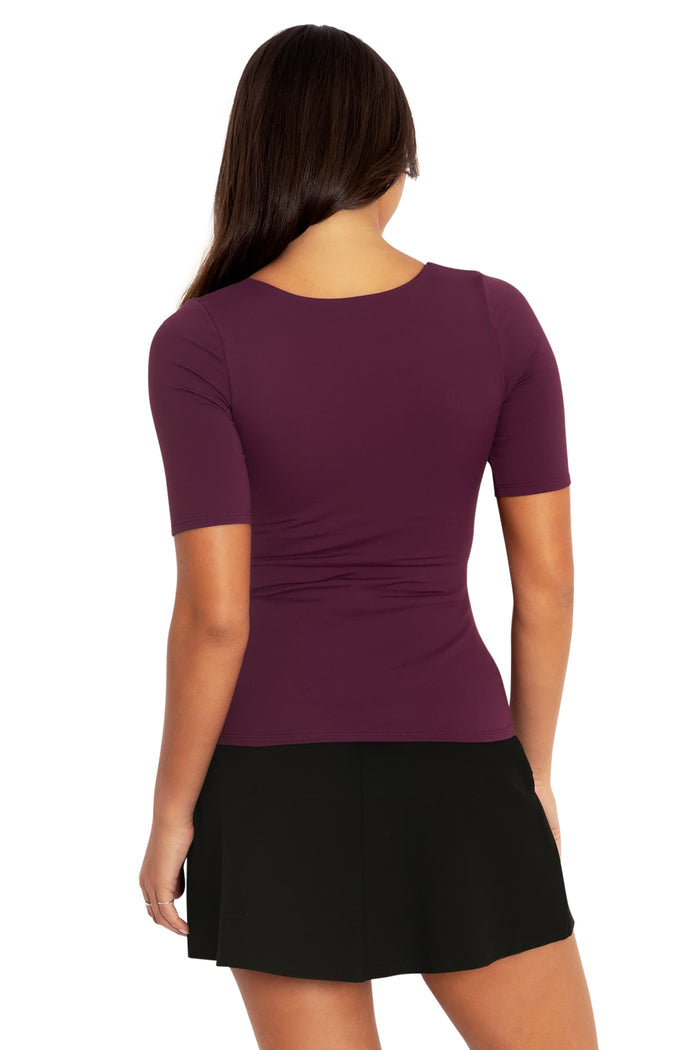 BlackMilk Clothing - Matte Mulberry Heart Short Sleeve Top