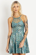 Mermaid Ocean Velvet Strapped Up Dress