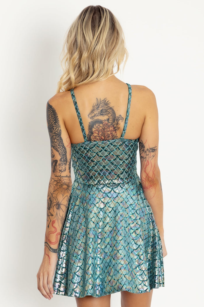 Mermaid Ocean Velvet Strapped Up Dress