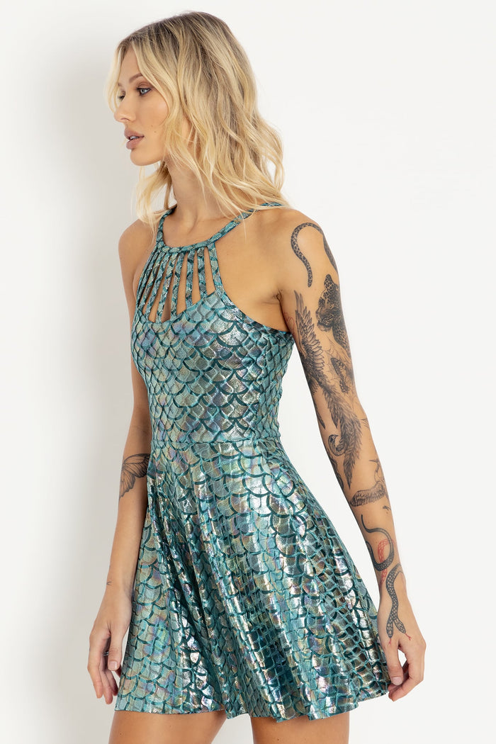 Mermaid Ocean Velvet Strapped Up Dress